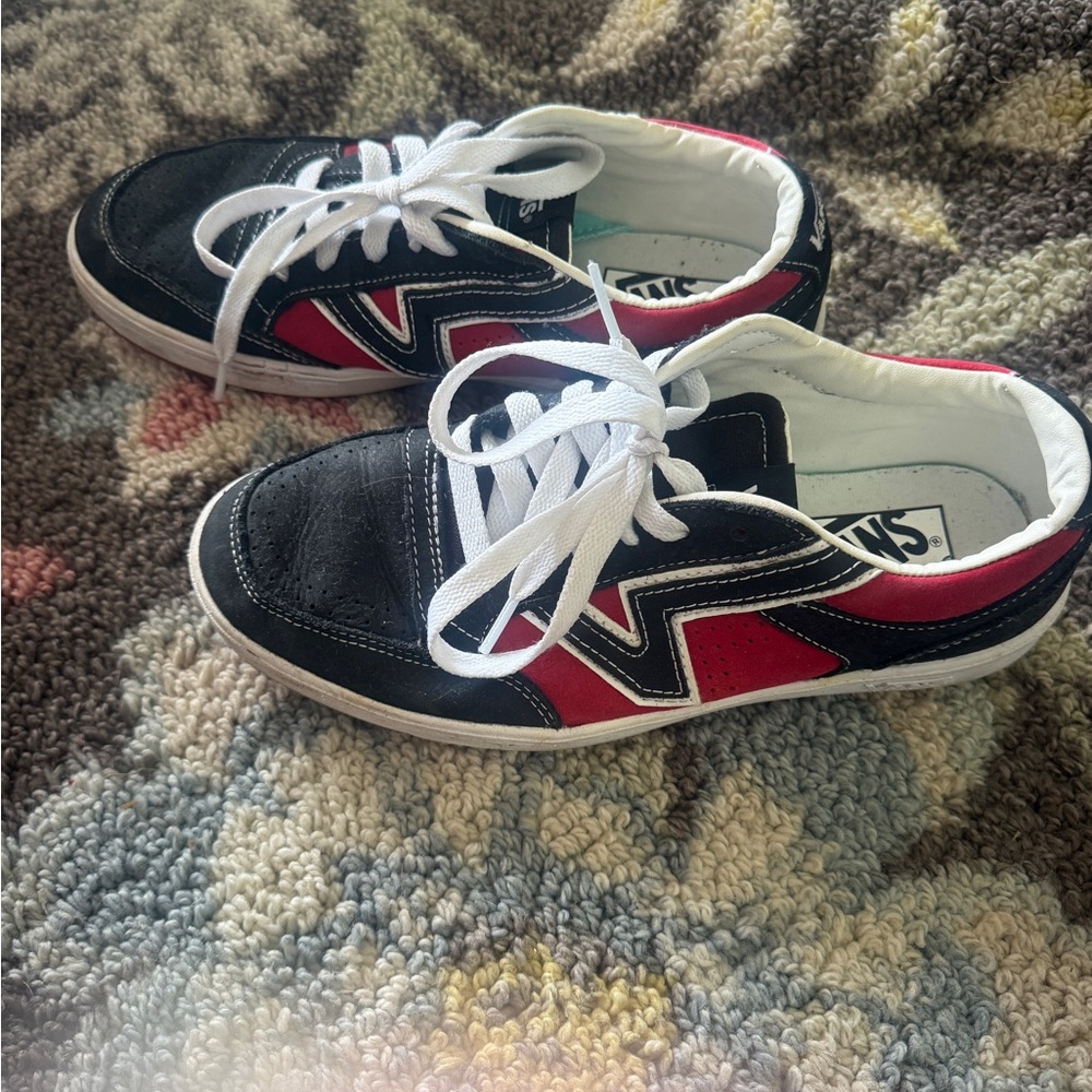 Vans Black and Red Low-Top Skate Sneakers